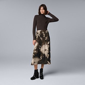 Petite Simply Vera Vera Wang Midi A-Line Sweater Dress