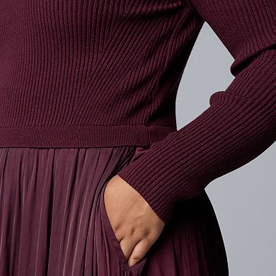 Plus Size Simply Vera Vera Wang Mixed Media Sweater Dress