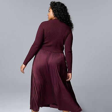 Plus Size Simply Vera Vera Wang Mixed Media Sweater Dress