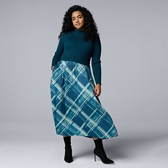 Plus Size Simply Vera Vera Wang Mixed Media Sweater Dress