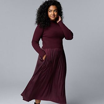 Plus Size Simply Vera Vera Wang Mixed Media Sweater Dress