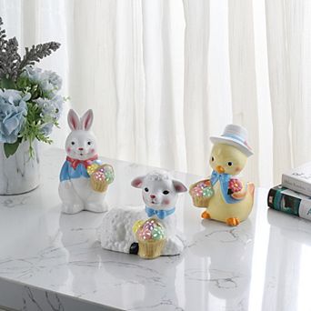 Mr. Cottontail Mini Ceramic Easter Figurines Table Decor Set of 3