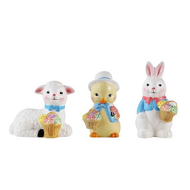 Mr. Cottontail Mini Ceramic Easter Figurines Table Decor Set of 3