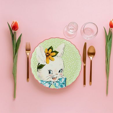 Mr. Cottontail Ceramic Easter Plates Table Decor Set of 4