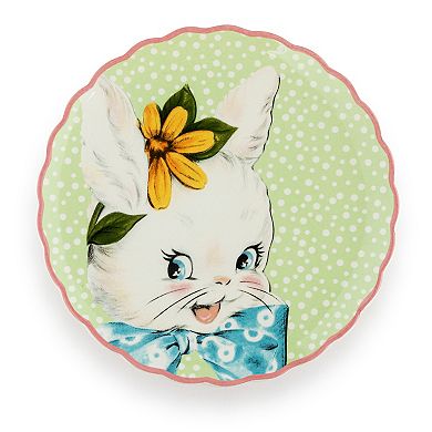 Mr. Cottontail Ceramic Easter Plates Table Decor Set of 4