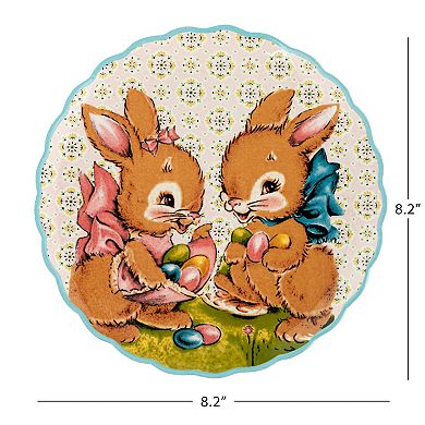 Mr. Cottontail Ceramic Easter Plates Table Decor Set of 4
