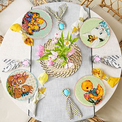 Mr. Cottontail Ceramic Easter Plates Table Decor Set of 4