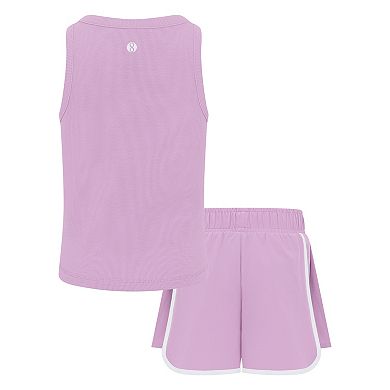 Girls 4-6x Layer 8 Ribbed Active Tee & Stretch Woven Shorts Set