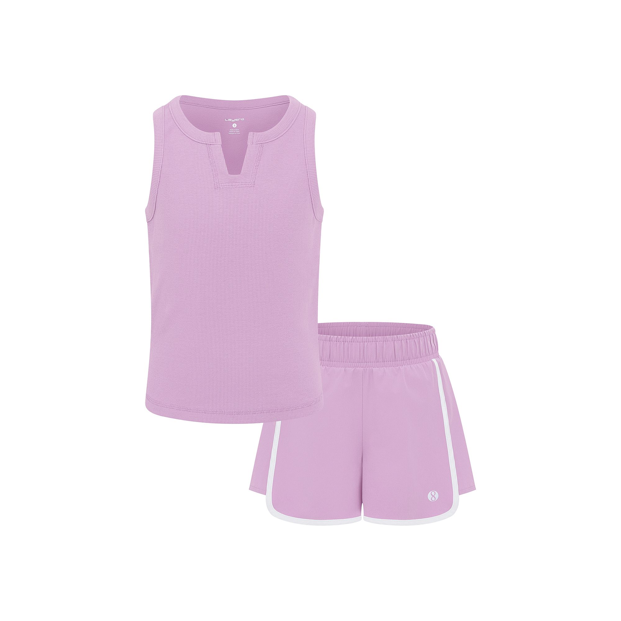 Girls 4-6x Layer 8 Ribbed Active Tank Top & Stretch Woven Shorts Set, Girl