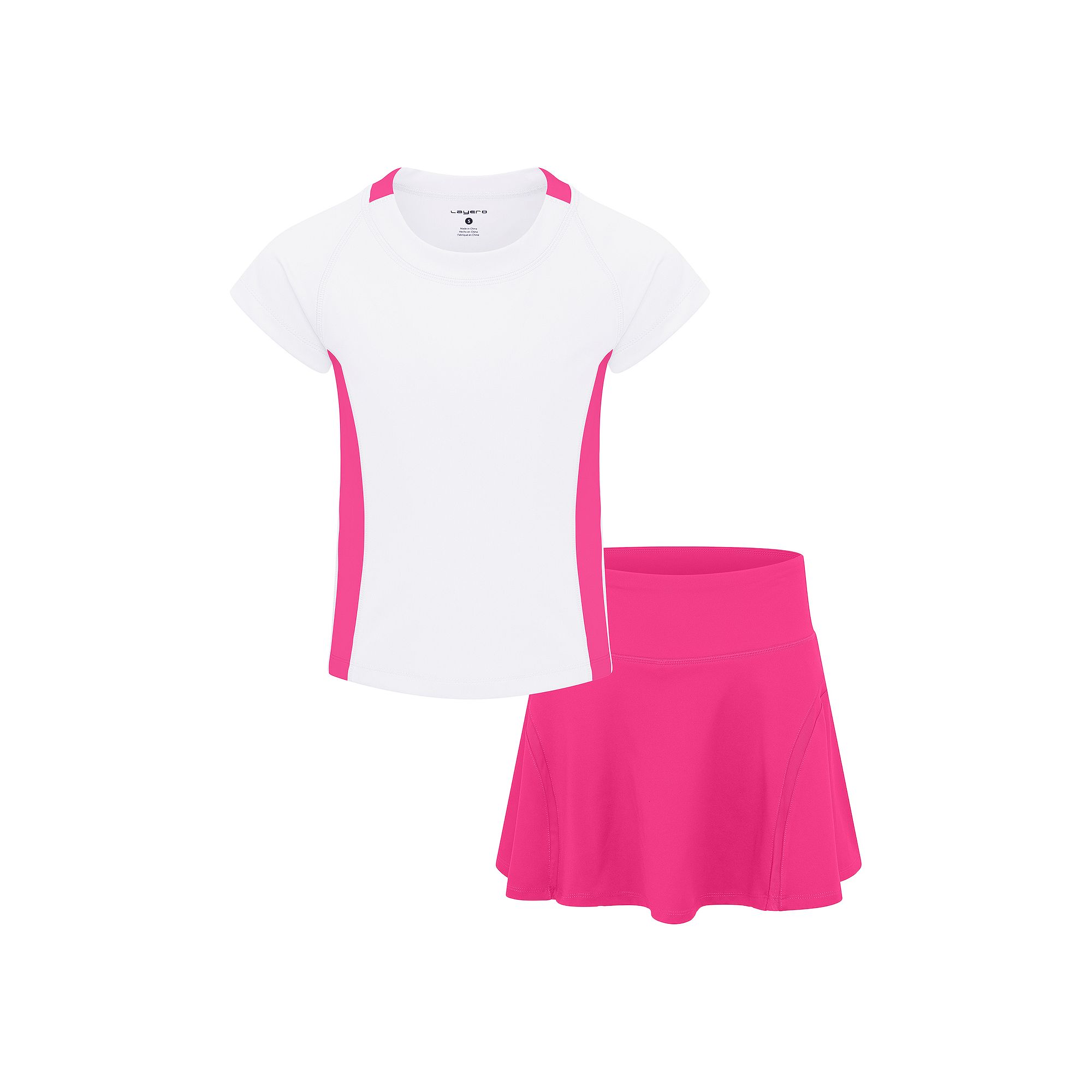 Girls 4-6x Layer 8 Ribbed Active Tee & Stretch Woven Shorts Set, Girls, Pi