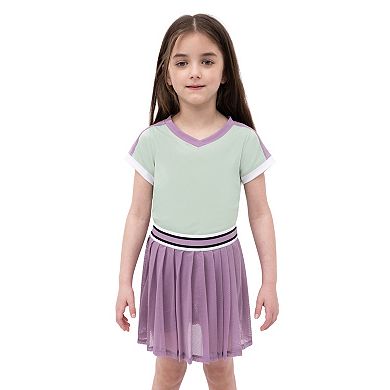 Girls 4-6x Layer 8 Ribbed Active Tee & Stretch Woven Skort Set