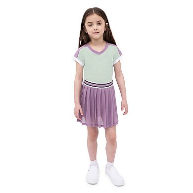 Girls 4-6x Layer 8 Ribbed Active Tee & Stretch Woven Skort Set