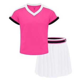 Girls 4-6x Layer 8 Ribbed Active Tee & Stretch Woven Skort Set