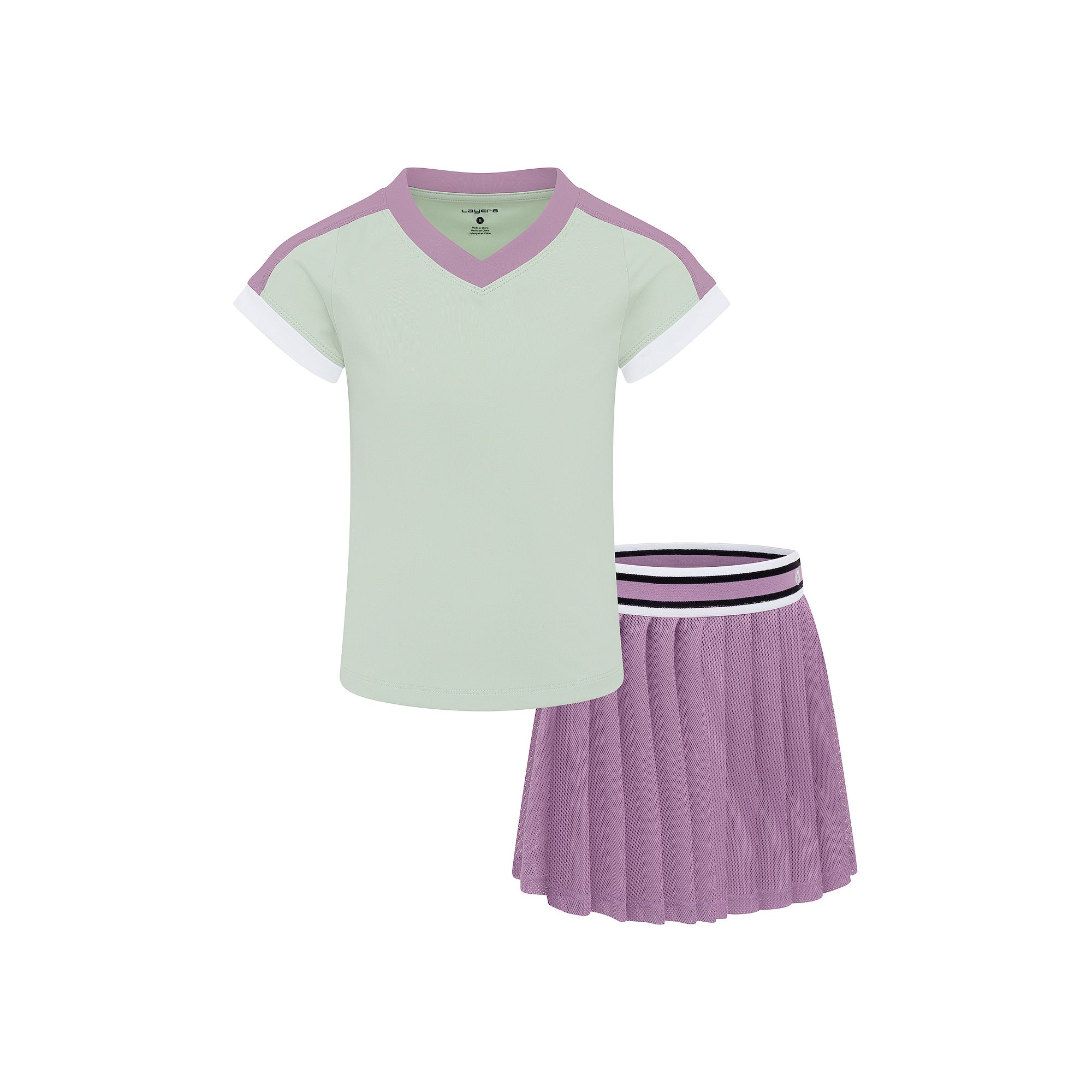Girls 4-6x Layer 8 Ribbed Active Tee & Stretch Woven Skort Set, Girls, Pur