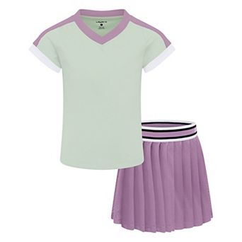 Girls 4-6x Layer 8 Ribbed Active Tee & Stretch Woven Skort Set