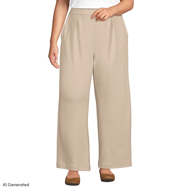 Women's Lands' End Sport Knit High Rise Wide Leg Pants