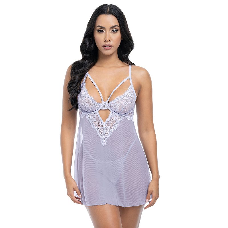 Women's Oh La La Cheri Elsie Babydoll & G-String Lingerie Set 74-11532, Size: Large-XL, Brunnera Blue