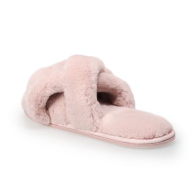 LC Lauren Conrad Multi Strap Women's Fur Slide Slippers