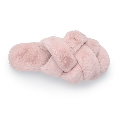 LC Lauren Conrad Multi Strap Women's Fur Slide Slippers