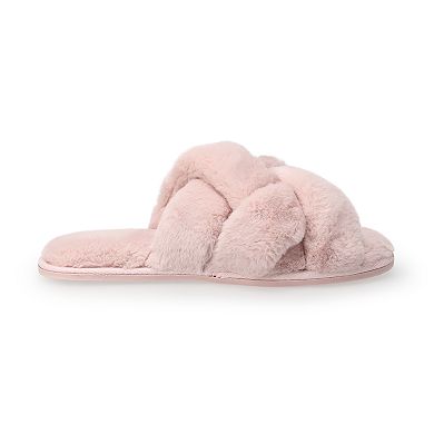 LC Lauren Conrad Multi Strap Women's Fur Slide Slippers