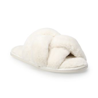 LC Lauren Conrad Multi Strap Women's Fur Slide Slippers