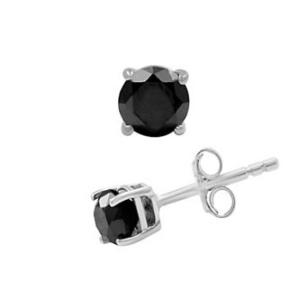 Jewelexcess 14k White Gold 1 Carat T.W. Black Diamond Solitaire Earrings