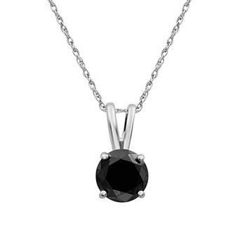 Jewelexcess 14k White Gold 1 Carat T.W. Black Diamond Solitaire Pendant Necklace
