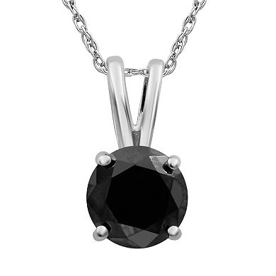 Jewelexcess 14k White Gold 1 Carat T.W. Black Diamond Solitaire Pendant Necklace