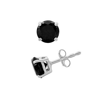 Jewelexcess 14k White Gold 1 1/2 Carat T.W. Black Diamond Solitaire Earrings