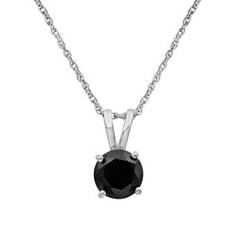 Jewelexcess 14k White Gold 1 1/2 Carat T.W. Black Diamond Solitaire Pendant Necklace
