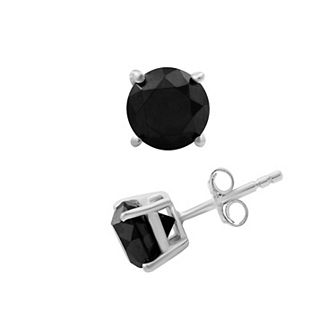 Jewelexcess 14k White Gold 3 Carat T.W. Black Diamond Solitaire Earrings