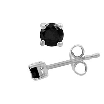 Jewelexcess Sterling Silver 1/2 Carat T.W. Black Diamond Solitaire Earrings