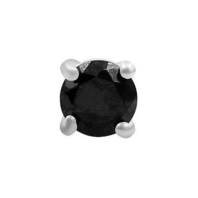 Jewelexcess Sterling Silver 1/2 Carat T.W. Black Diamond Solitaire Earrings