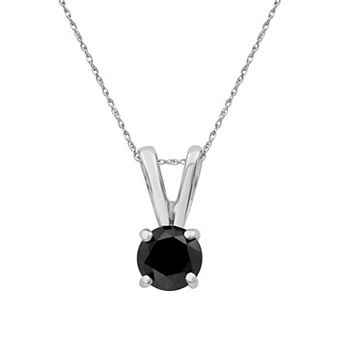 Jewelexcess Sterling Silver 1/2 Carat T.W. Black Diamond Solitaire Pendant Necklace