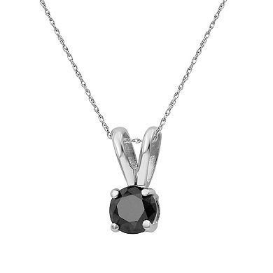 Jewelexcess Sterling Silver 1/2 Carat T.W. Black Diamond Solitaire Pendant Necklace