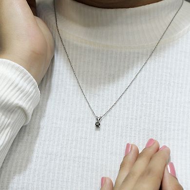 Jewelexcess Sterling Silver 1/2 Carat T.W. Black Diamond Solitaire Pendant Necklace