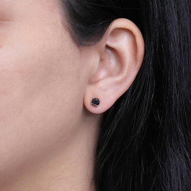 Jewelexcess Sterling Silver 1 Carat T.W. Black Diamond Solitaire Earrings