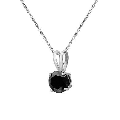 Jewelexcess Sterling Silver 1 Carat T.W. Black Diamond Solitaire Pendant Necklace