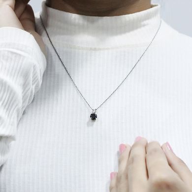 Jewelexcess Sterling Silver 1 Carat T.W. Black Diamond Solitaire Pendant Necklace