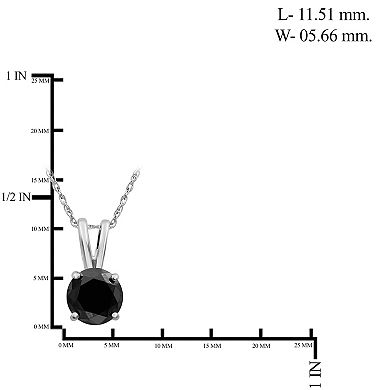 Jewelexcess Sterling Silver 1 Carat T.W. Black Diamond Solitaire Pendant Necklace