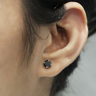 Jewelexcess Sterling Silver 1 1/2 Carat T.W. Black Diamond Solitaire Earrings