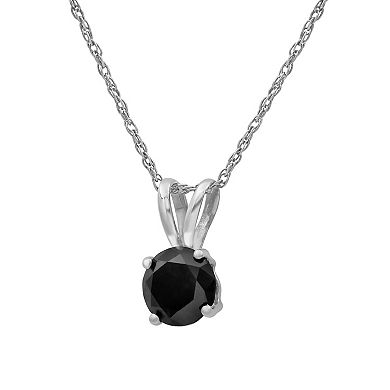 Jewelexcess Sterling Silver 1 1/2 Carat T.W. Black Diamond Solitaire Pendant Necklace