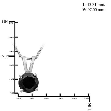 Jewelexcess Sterling Silver 1 1/2 Carat T.W. Black Diamond Solitaire Pendant Necklace