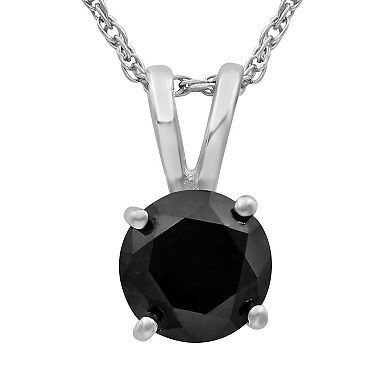 Jewelexcess Sterling Silver 1 1/2 Carat T.W. Black Diamond Solitaire Pendant Necklace