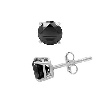 Jewelexcess Sterling Silver 2 Carat T.W. Black Diamond Solitaire Earrings