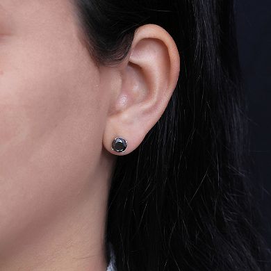 Jewelexcess Sterling Silver 2 Carat T.W. Black Diamond Solitaire Earrings