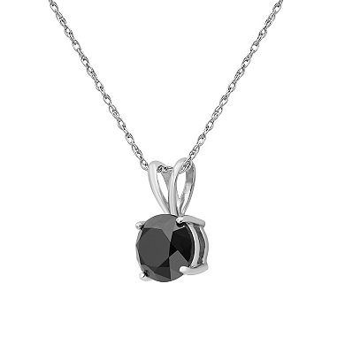 Jewelexcess Sterling Silver 2 Carat T.W. Black Diamond Solitaire Pendant Necklace