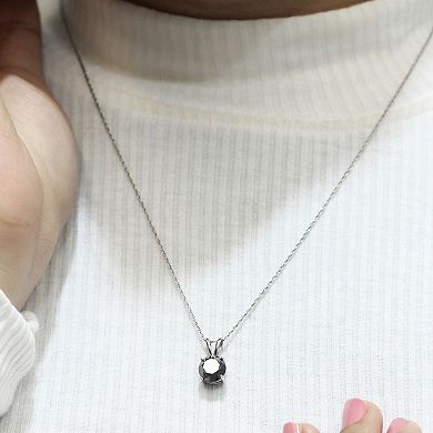 Jewelexcess Sterling Silver 2 Carat T.W. Black Diamond Solitaire Pendant Necklace