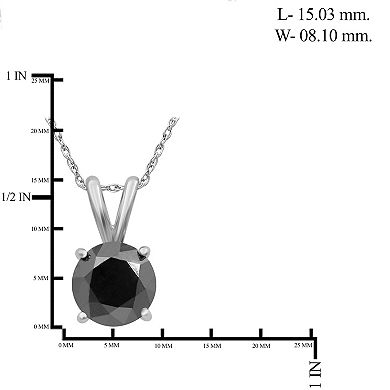 Jewelexcess Sterling Silver 2 Carat T.W. Black Diamond Solitaire Pendant Necklace