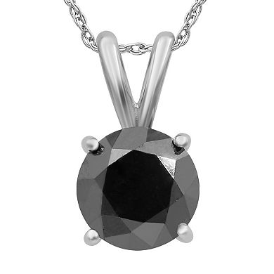 Jewelexcess Sterling Silver 2 Carat T.W. Black Diamond Solitaire Pendant Necklace